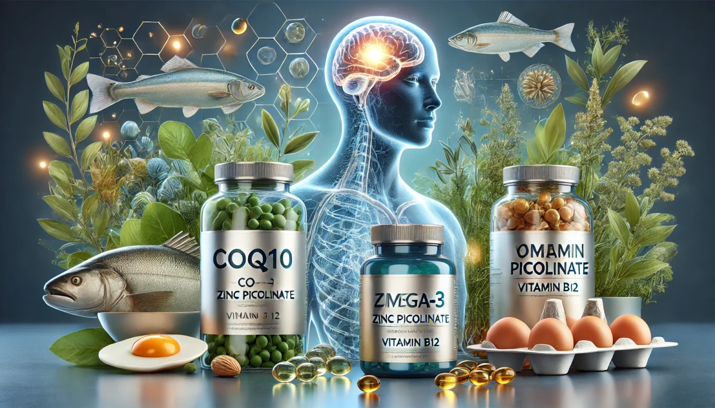 CoQ10, Zinc Picolinate, Omega-3, and Vitamin B12 supplements for supporting the management of MS lesions