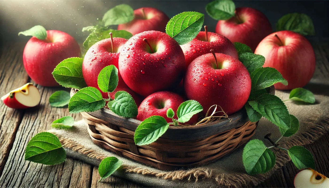 A vibrant, widescreen horizontal image showcasing a variety of fresh apples in different colors, including red, green, and yellow, arranged on a rustic wooden surface.