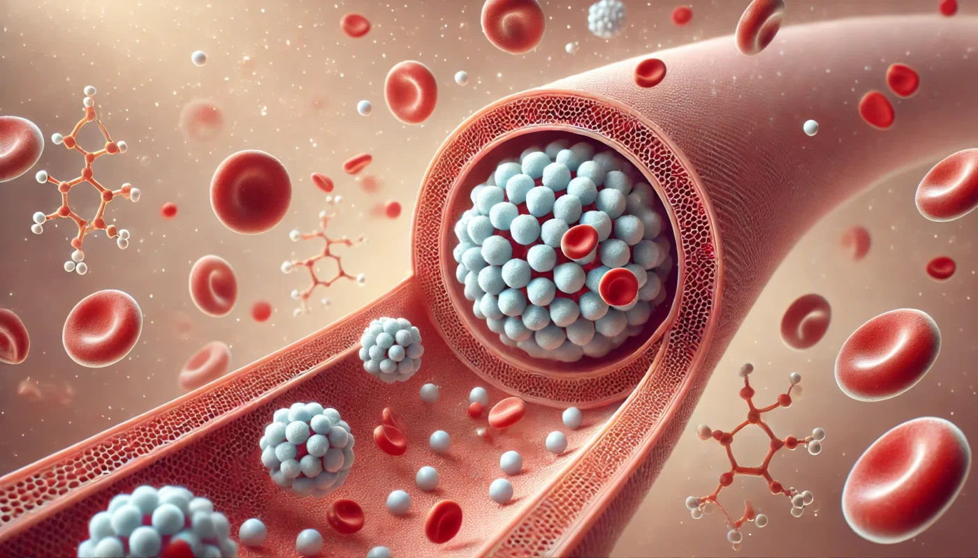 A detailed and clean illustration showing nanocarriers releasing antihypertensive drugs into blood vessels, highlighting precision-targeted drug delivery for hypertension management.