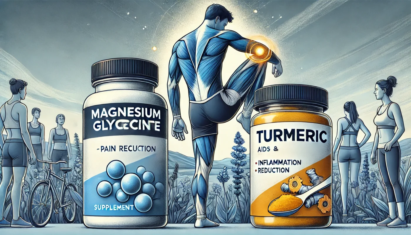Magnesium Glycinate and Turmeric supplements for groin pull recovery.