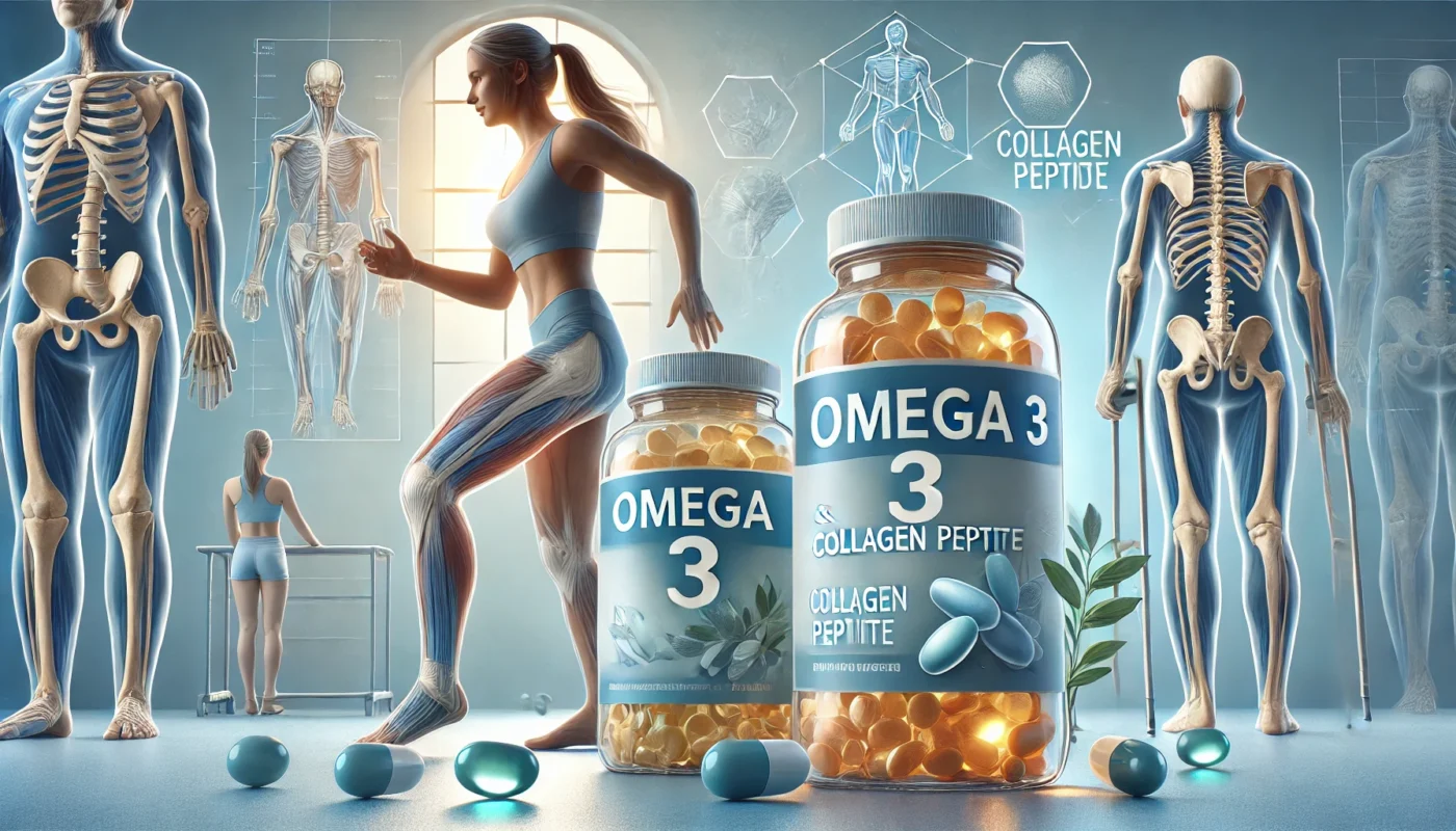 Omega 3 and Collagen Peptide supplements to support recovery from a quadriceps tendon rupture. 