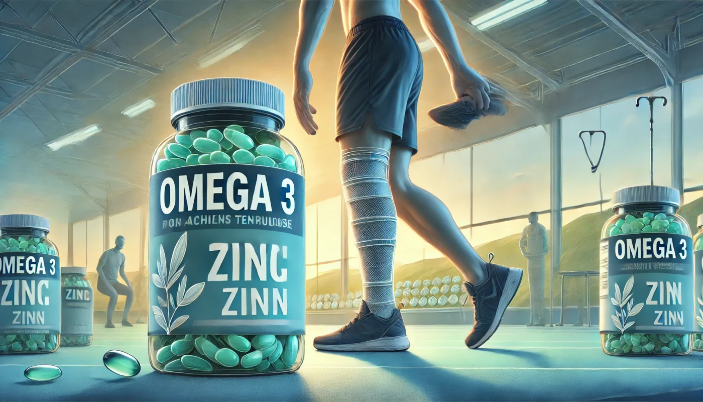 Omega 3 and Zinc supplements for aiding recovery from an Achilles tendon rupture.