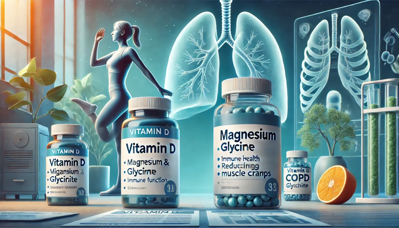 Vitamin D and Magnesium Glycinate supplements for COPD management.