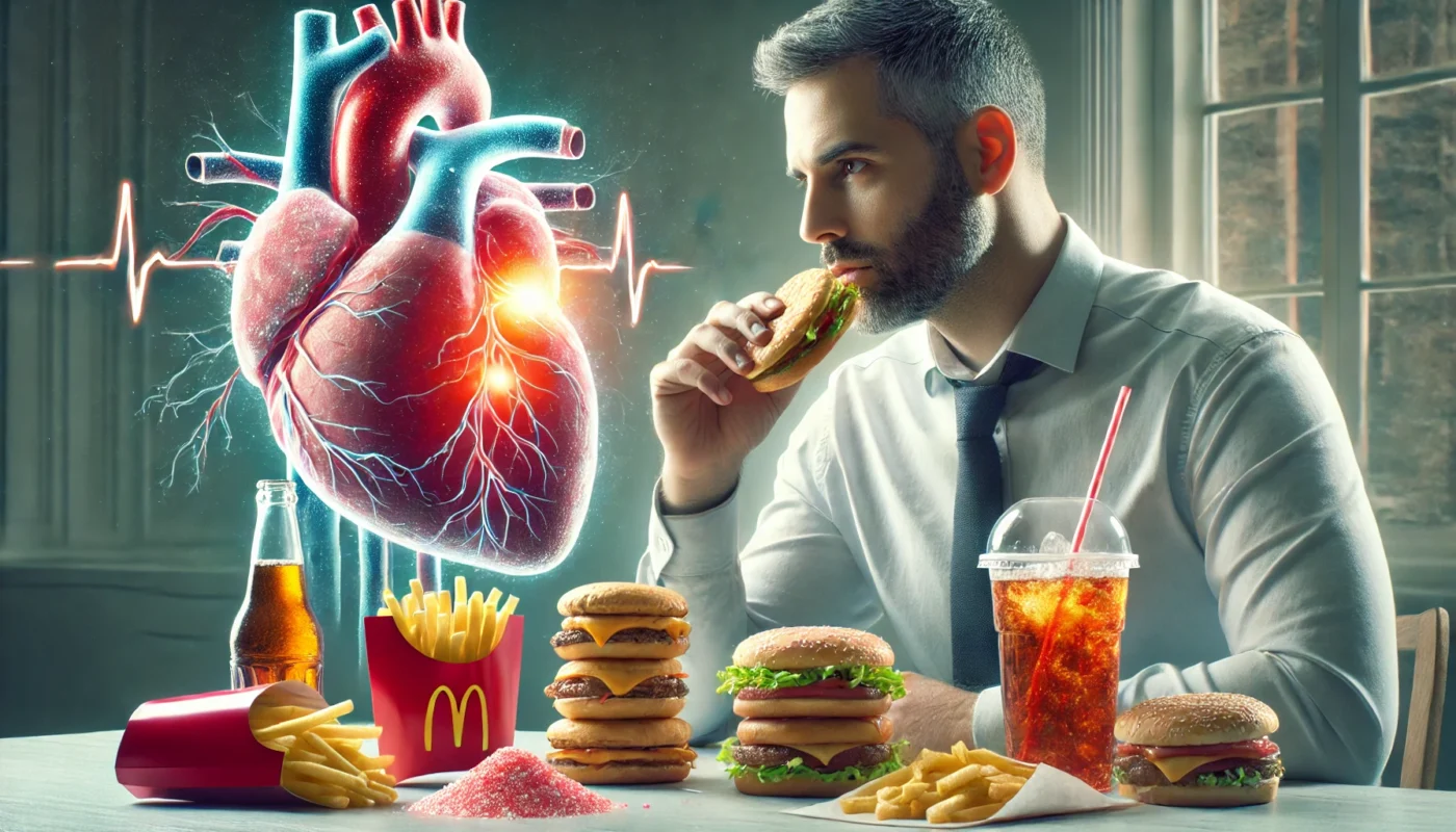  a man consuming an unhealthy diet. HEART FAILURE