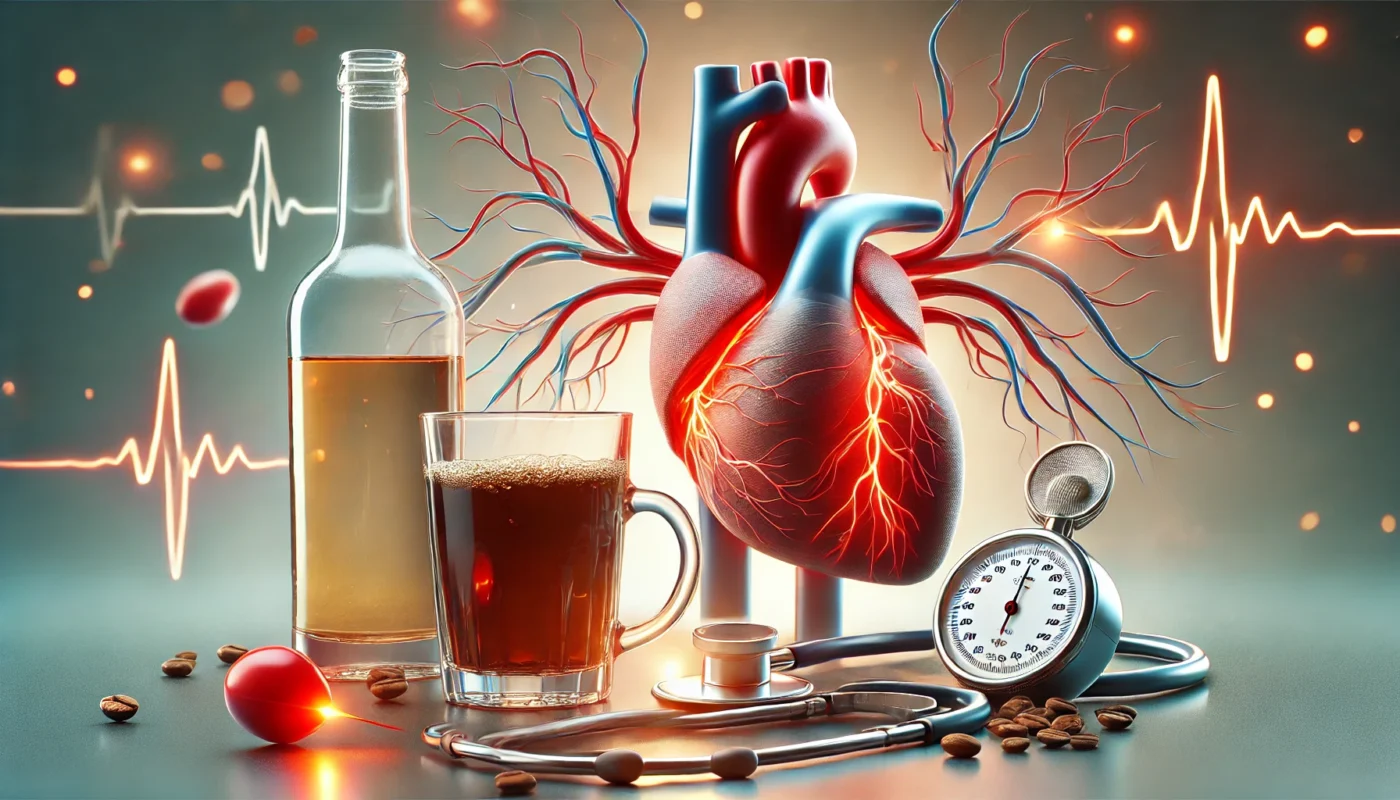 alcohol and caffeine as causes of high blood pressure.