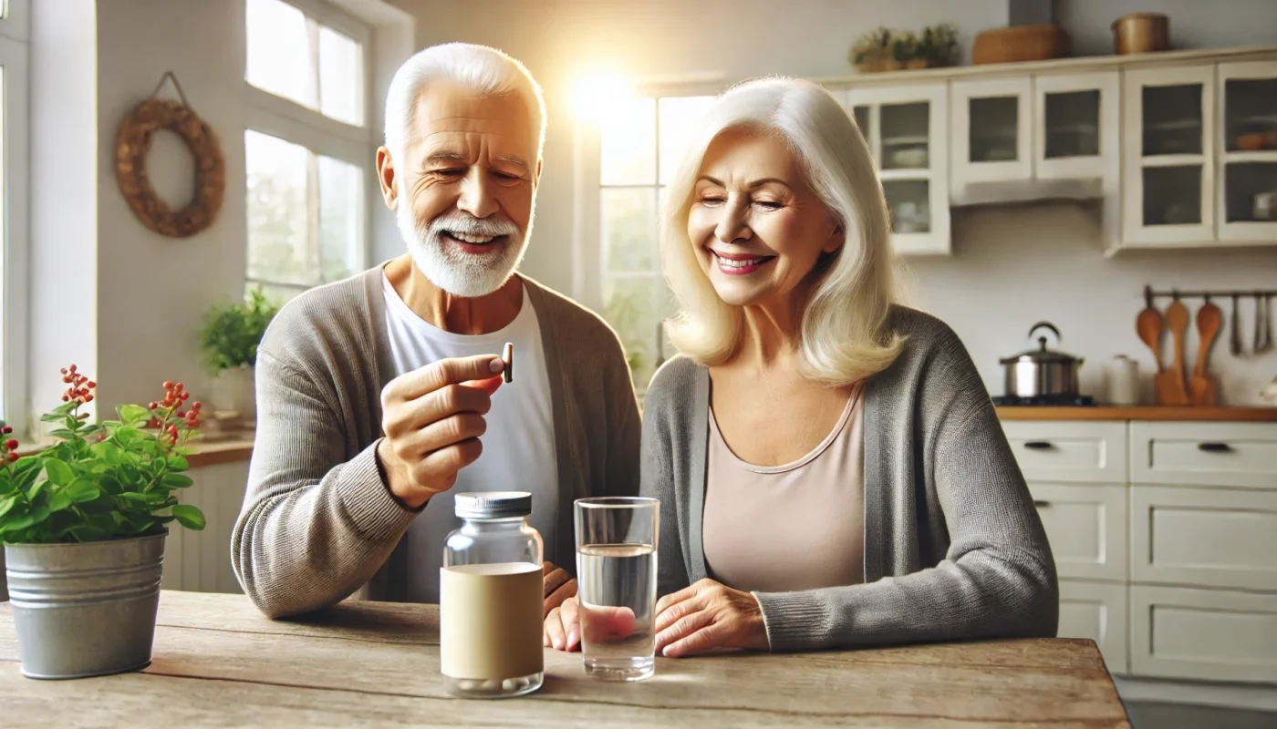 elderly adults taking a supplement without any label. 