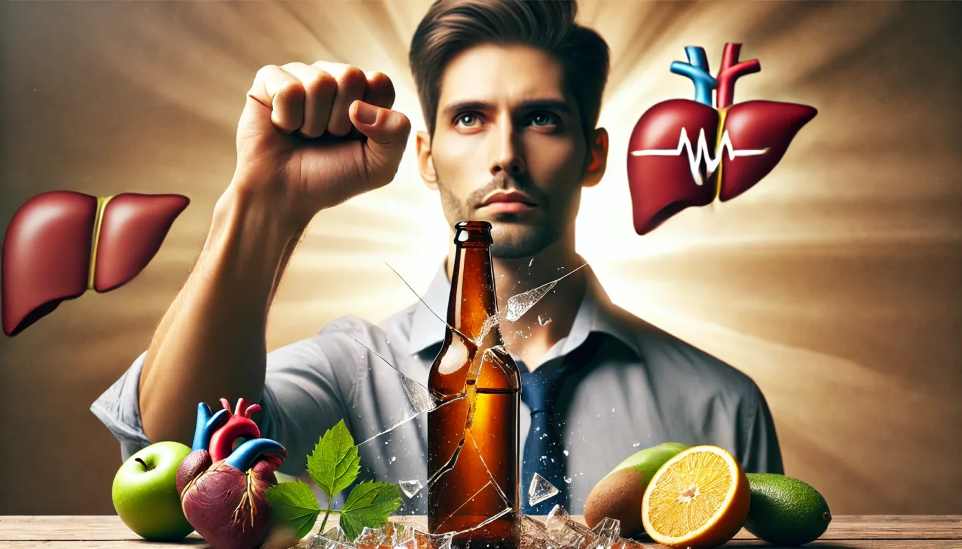  man breaking an alcohol bottle. natural remedies for hyperlipidemia