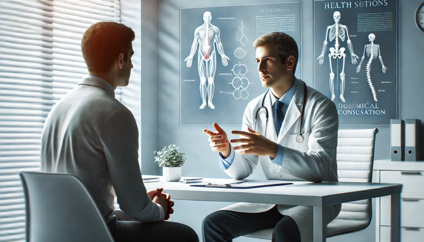 medical professional giving advice to a patient. LUPUS