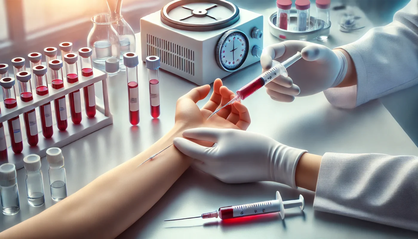  medical professional performing a blood test.