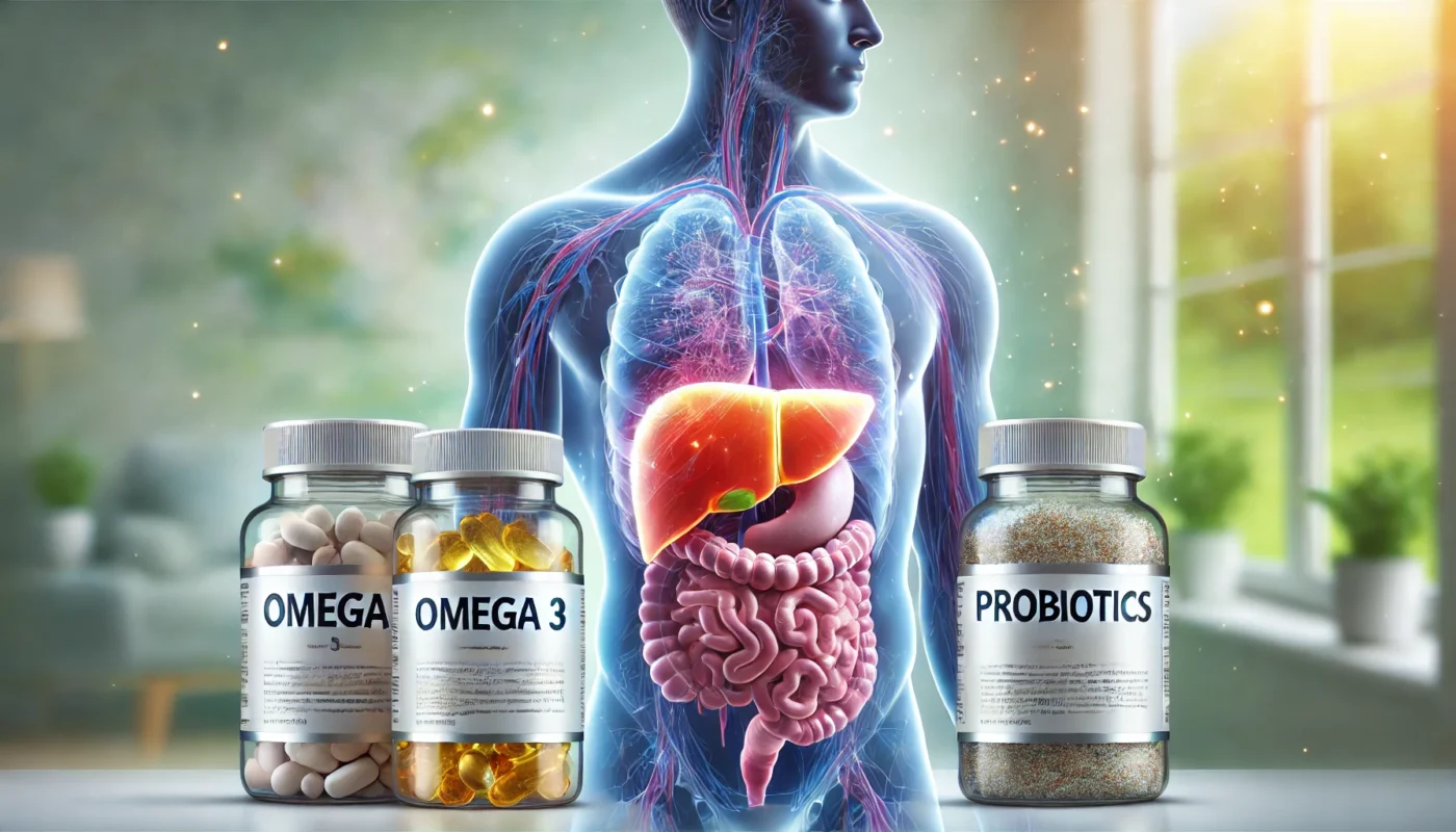 omega 3 and probiotics supplements for healthy liver. The liver appears 