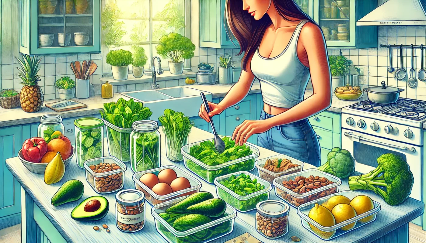 A woman preparing hormone-balancing meals to improve progesterone naturally in PCOS.