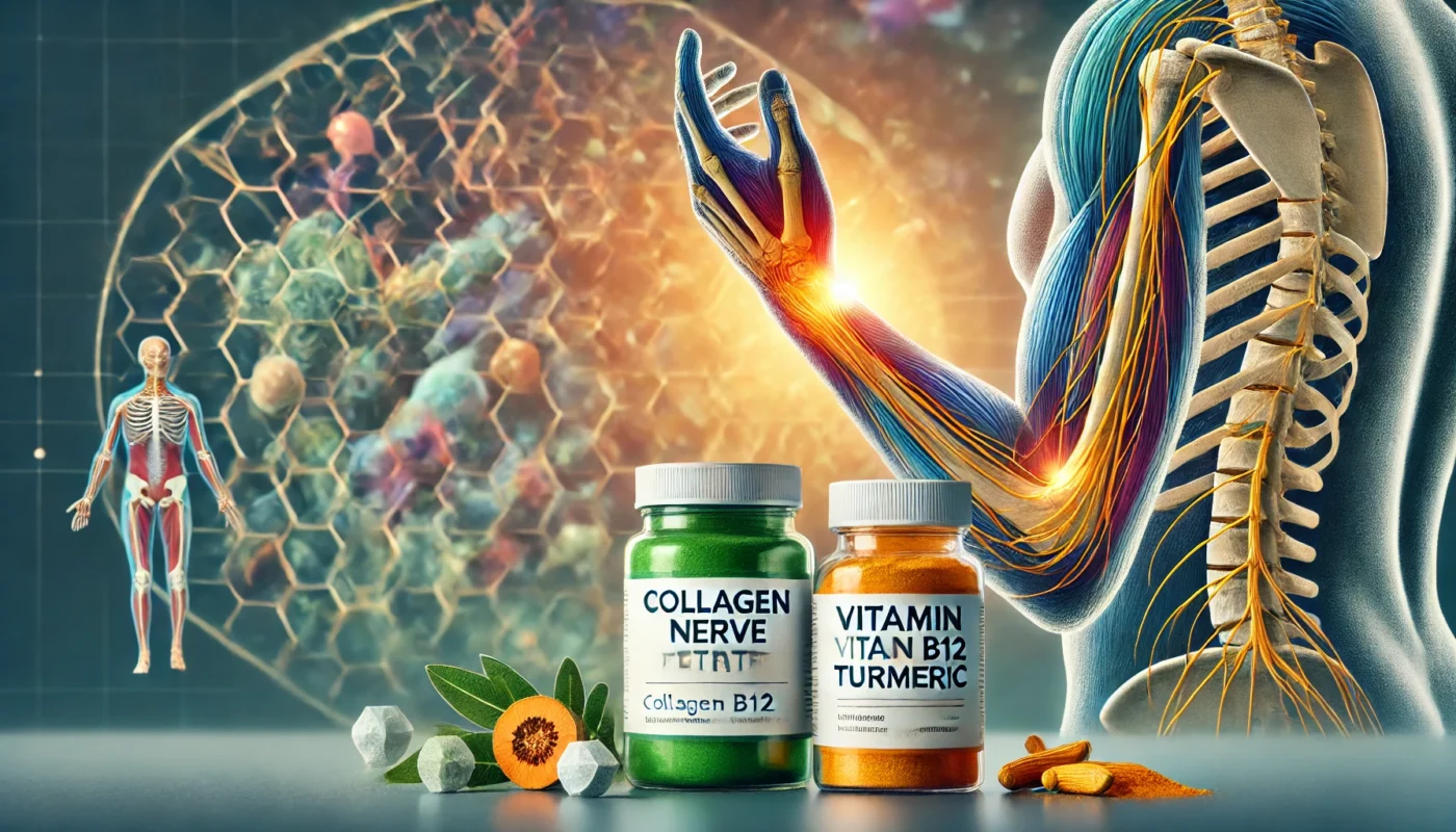 supplements for ulnar nerve entrapment surgery recovery_ collagen peptide, Vitamin B12, and Turmeric.