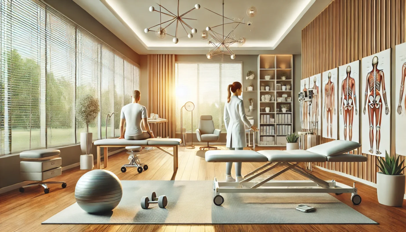 Here is another image showcasing a serene and modern physical therapy clinic specializing in chronic pain medical procedures.