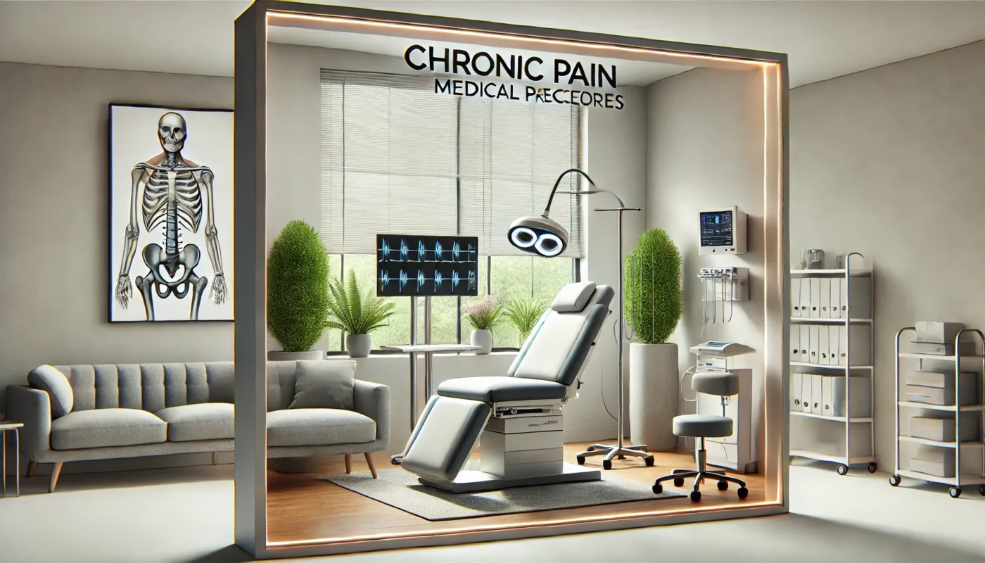 Here is another image featuring a serene medical consultation room for chronic pain medical procedures, designed to evoke professionalism and tranquility. 