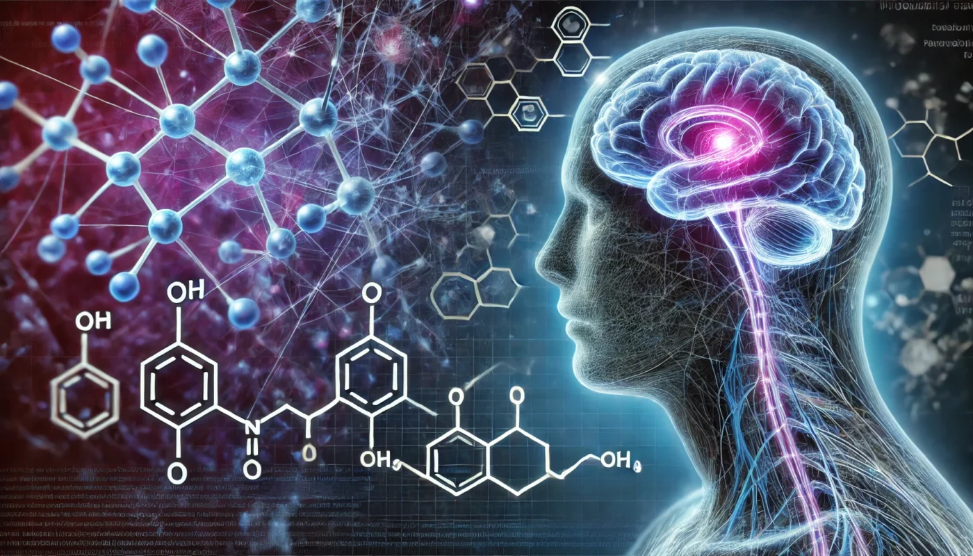 A close-up of the human nervous system with highlighted neural pathways, symbolizing Suzetrigine's effects on nerve function. Abstract chemical structures and medical elements in the background reinforce the scientific theme.