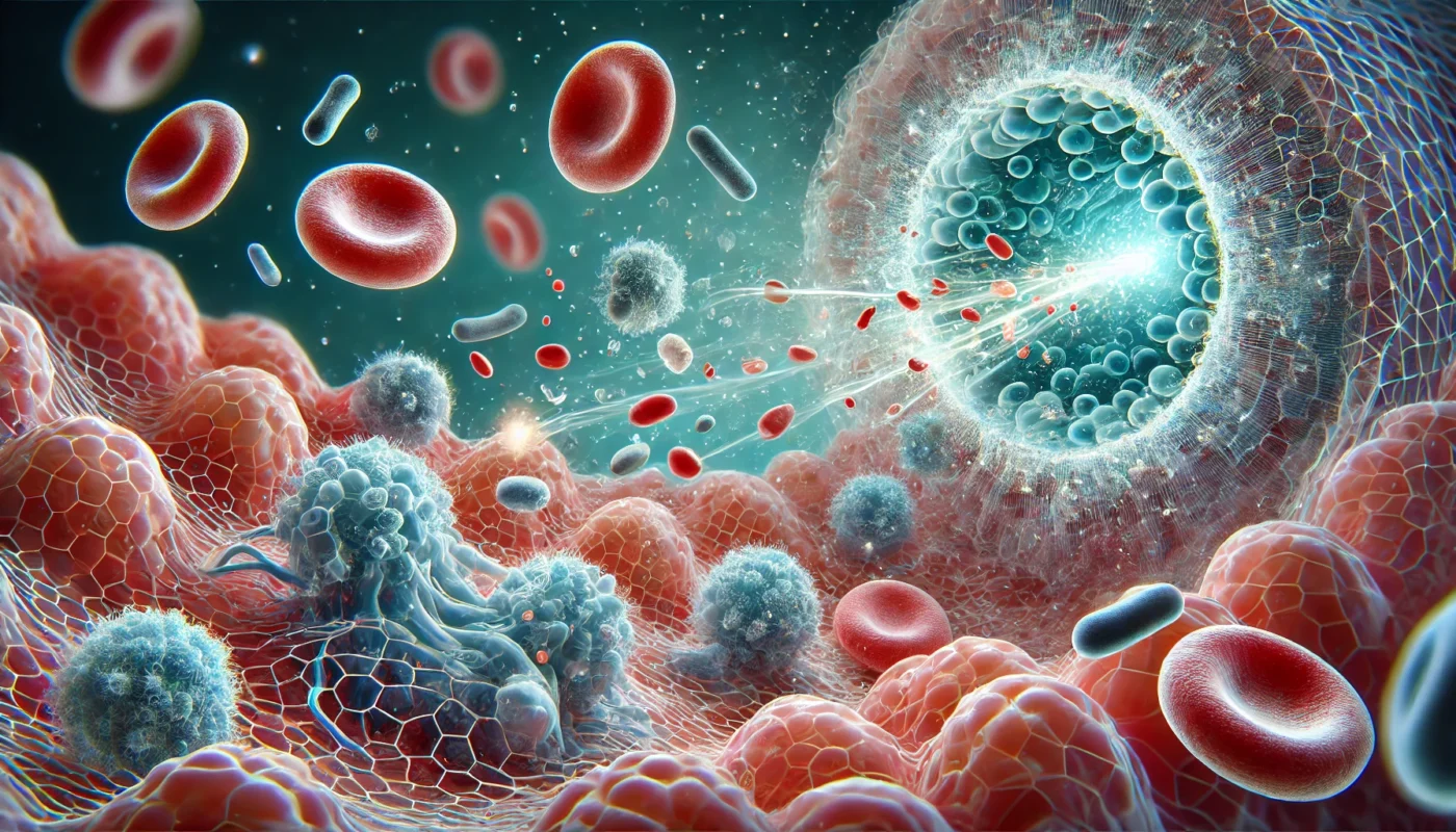 Immune Response in Abscess Healing
ALT Text: A conceptual visualization of the body’s immune response successfully clearing an abscess, showing white blood cells eliminating bacteria and promoting tissue repair.