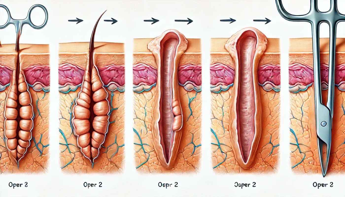 Close-Up of a Healing Surgical Incision
ALT Text: A close-up view of a healing surgical incision, highlighting reduced redness, tissue repair, and the formation of a protective skin barrier over the wound.